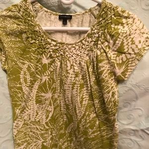 Talbots short sleeve tee, fern green shirred top S